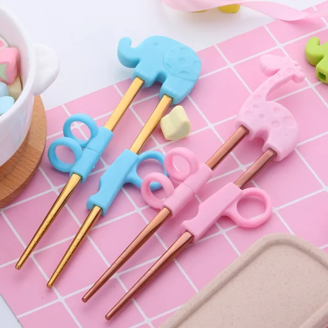 1Pair Stainless Steel Chopsticks For Kids Cartoon Learning Chop Sticks Reusable Training Chopsticks Cute Children Tableware Set 6