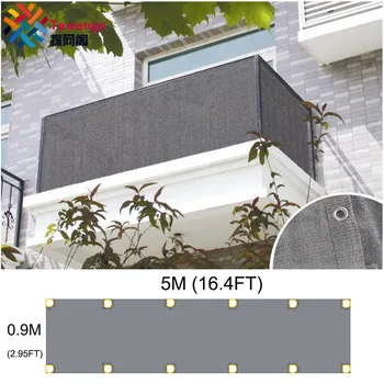 

Tewango Custom Size Home Balcony Privacy Screen Gray Fence Deck Shade Sail Yard Cover Anti-UV Sunblock Wind Protection 0.9x5m