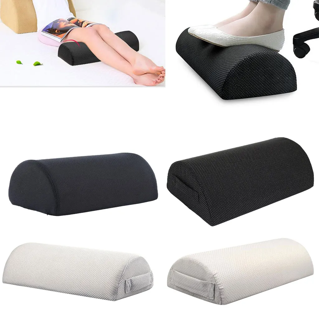 Memory Foam Footrest Cushion Half Moon Half Cylinder Bolster Under Desk Ergonomic Pillow for Office Travel Plane
