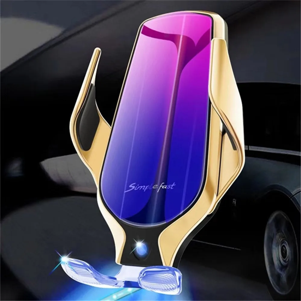 R9 smart sensor автомобильный беспроводной зарядный держатель для телефона простое Быстрое беспроводное зарядное устройство для huawei для iPhone X/8/XS/11 Pro Max
