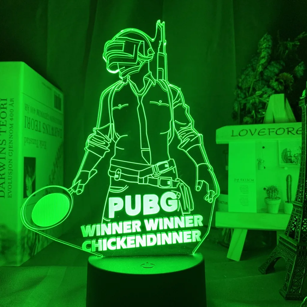 Игра PlayerUnknown's Battlegrounds 3d светодиодный Ночной светильник 16 цветов, меняющий пульт дистанционного управления, Ночной светильник, прикольная лампа для события PUBG