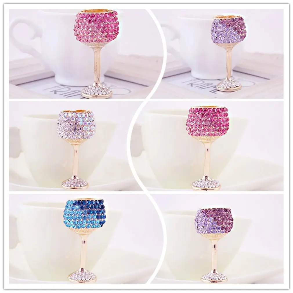 Creative Crafts Diamond Crystal Wine Glass Car Keychain Goblet Metal Hanging