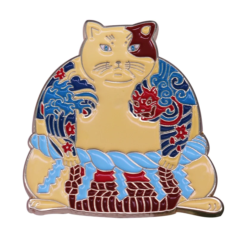 Эмалированная булавка с котом yakхиты sumo модная ручная Татуировка для милые