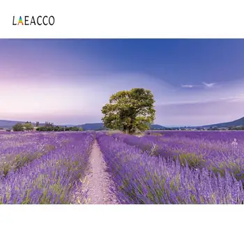 

Laeacco Gradient Sky Farm Lavender Field Scenic Photography Backgrounds Vinyl Customize Photographic Backdrops For Photo Studio