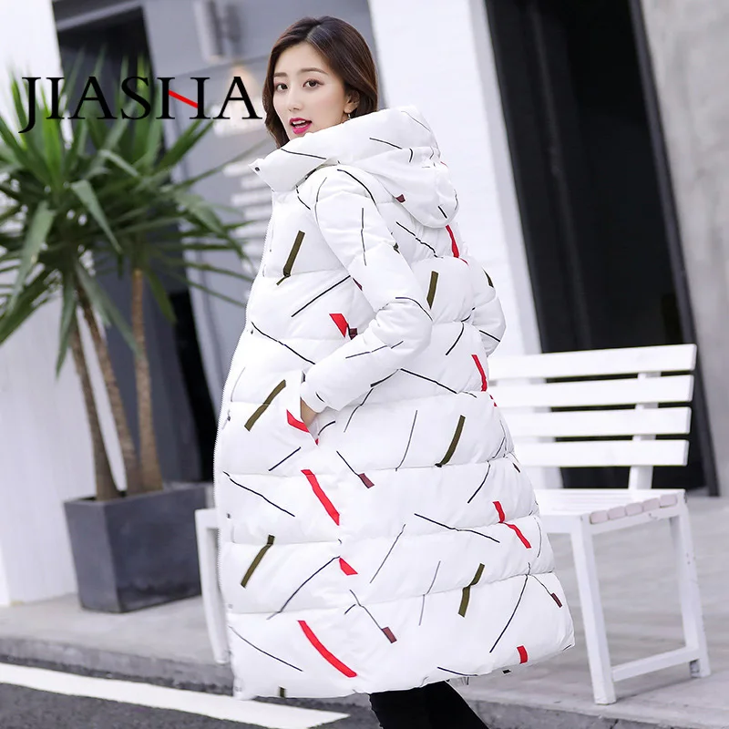 

Parka woman basic jackets 2019 hooded warm cotton outwear women winter jackets female coat long slim print women down jackets
