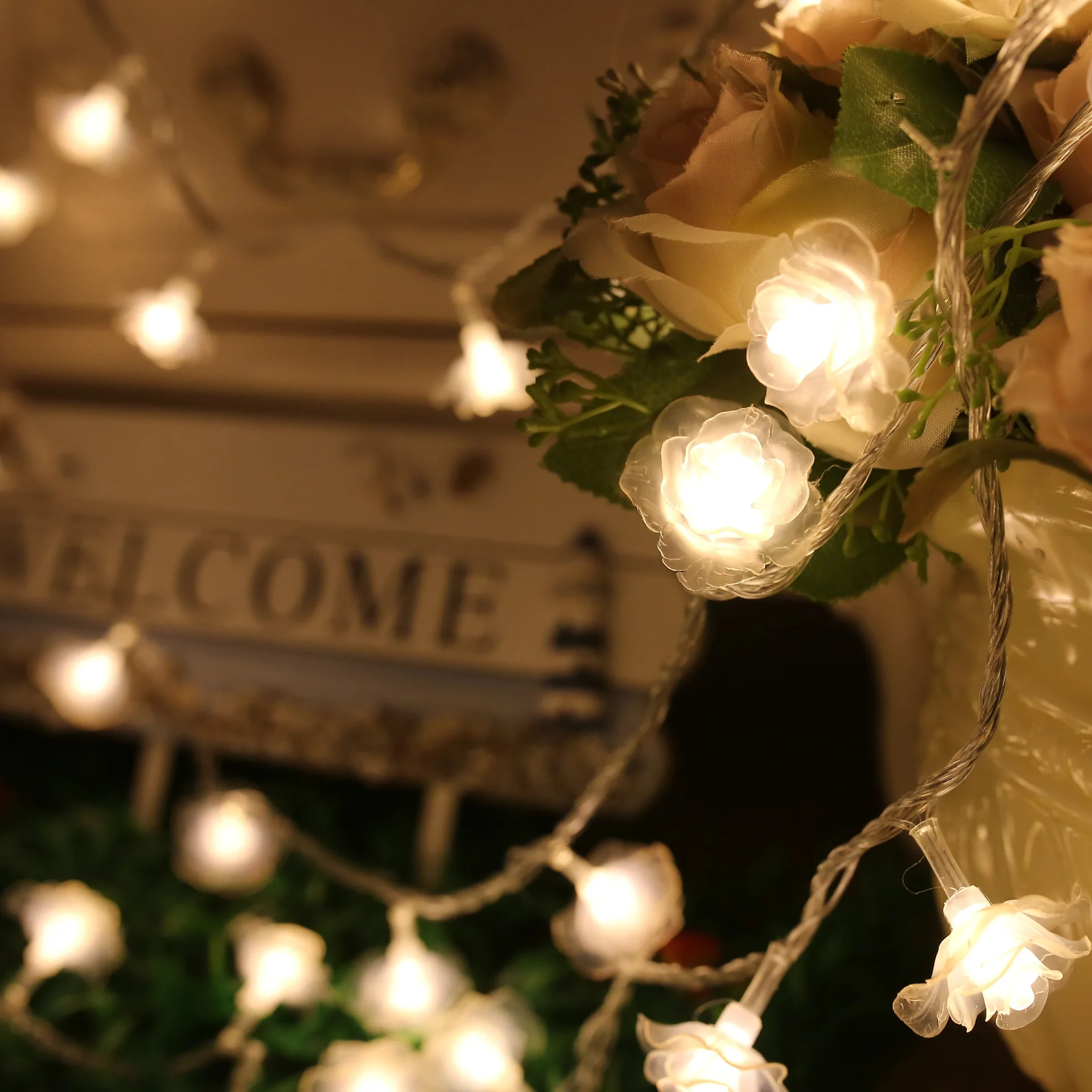 

LED Colored Lamp Flashing Light String Lights Festive Christmas Tree Wedding Decorative Lights Marriage House Decorative Rose Va
