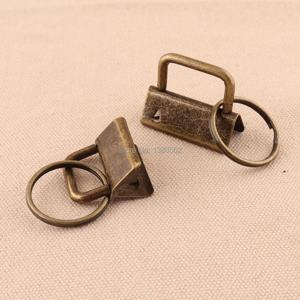 20pcs /lot 25/32mm Key Fob Hardware bronze color with key ring split ring For wristlets with fabric ribbon webbing