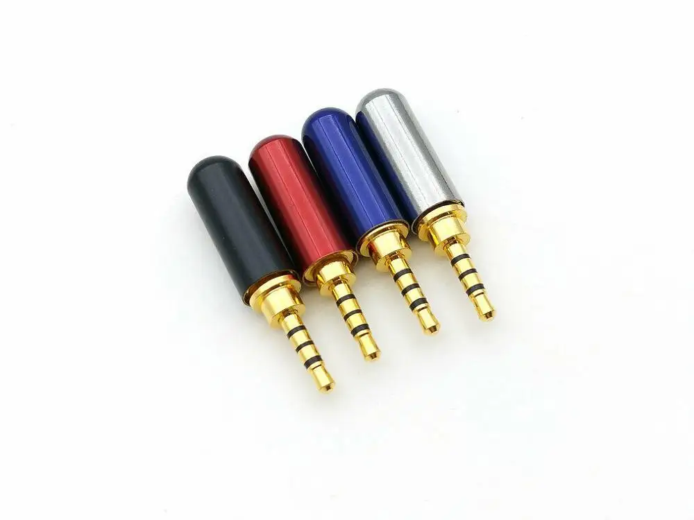 100pcs copper 2.5mm 4 Pole Male Repair Earphones Plug connector Soldering DIY