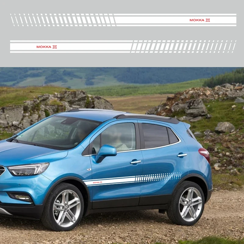 Автомобильные наклейки спортивные гоночные полосатые наклейки для Opel Mokka виниловые водонепроницаемые наклейки для кузова