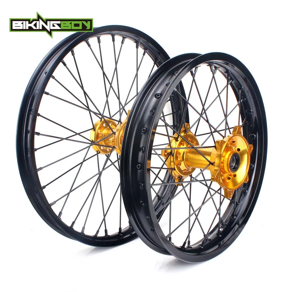 BIKINGBOY 2" 18" 1" спереди и сзади, колесные диски концентраторы наборы для Suzuki РМЗ 250 2007- РМЗ 450 2005- RM-Z 450 05-18 K6 K7 K5 K9 - Цвет: 21 18  Black Gold