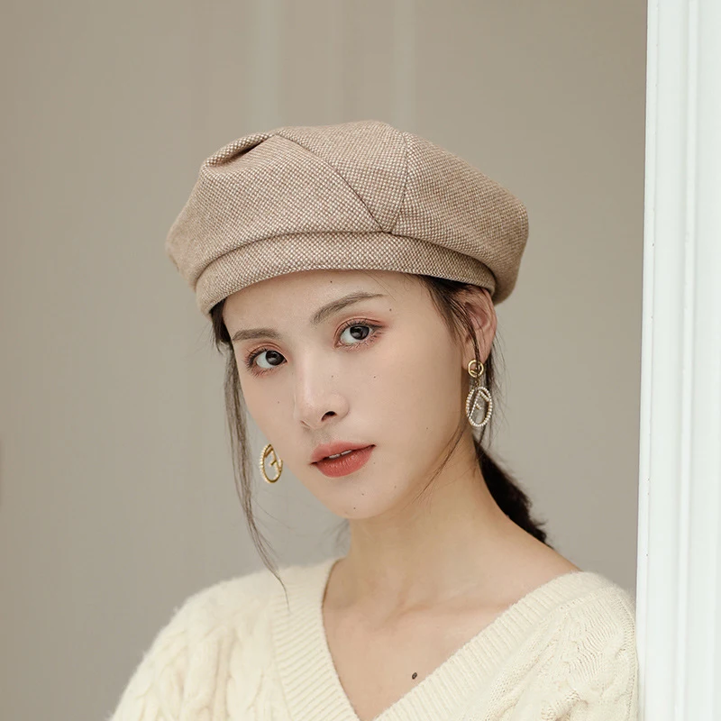 

New Autumn winter gentle female woolen twill hat rose shape retro British style high grade ease matching fashion warm beret hats