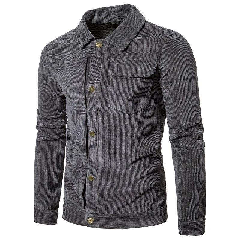 

Corduroy Mens Designer Jacket Solid Color Stripe Simple Long Sleeve Mens Coat College Style Mens Clothing