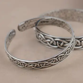

990 Sterling Silver Men women lovers' Cuff bangle bracelet Jewelry A3464
