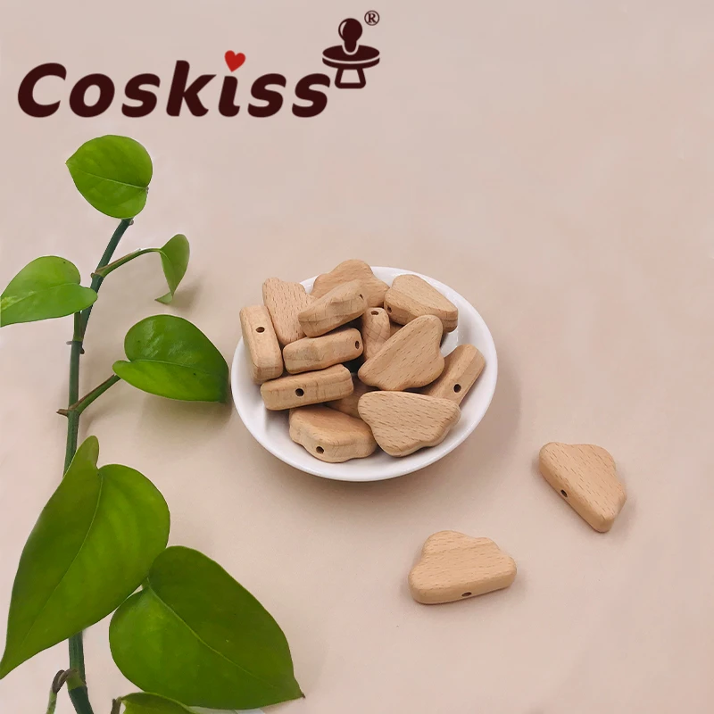

Coskiss Animal Beads 20pcs Food Grade Wood Bead Beech Wooden Clouds DIY Teething Nursing Mom Necklace jewelry Making Teethers