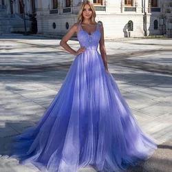 Purple Plus Size  Sleeveless Evening Dresses with Soft Tulle Pleat Applique Strapless Dress Lace-Up 2022 вечернее платье