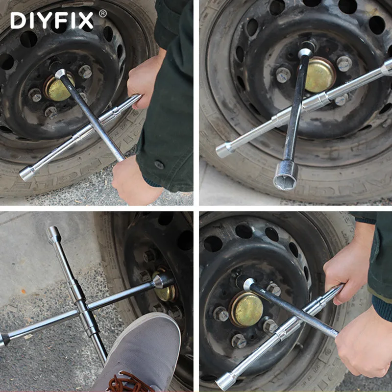 DIYFIX торцевой ключ для автомобильных шин, складной, экономичный, разборный, длинный, многофункциональный, аварийный, сменный ключ для шин, гаечный ключ