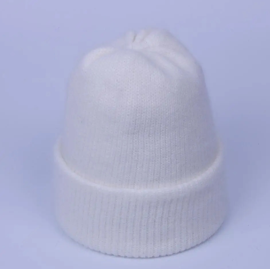 white YC Fur теплые зимние шапочки шапки для женщин из мягкой шерсти двойной слой повседневная женская шапка дамы сплошной цвет - Цвет: white