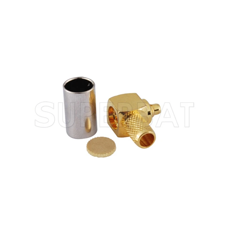 MMCX Crimp Male Right Angle RF Coaxial Connector for RG58 Cable