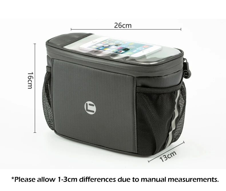 Bicycle Handlebar Bag Sensitive Phone Touch Screen Bike Bag 4L Large Capacity Saddle Bag Pannier Waterproof Front Pouch XA161Q