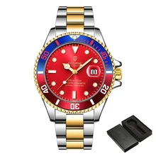 Креативные мужские часы с красным циферблатом от ведущего бренда, светящиеся модные спортивные деловые повседневные автоматические механические часы с календарем