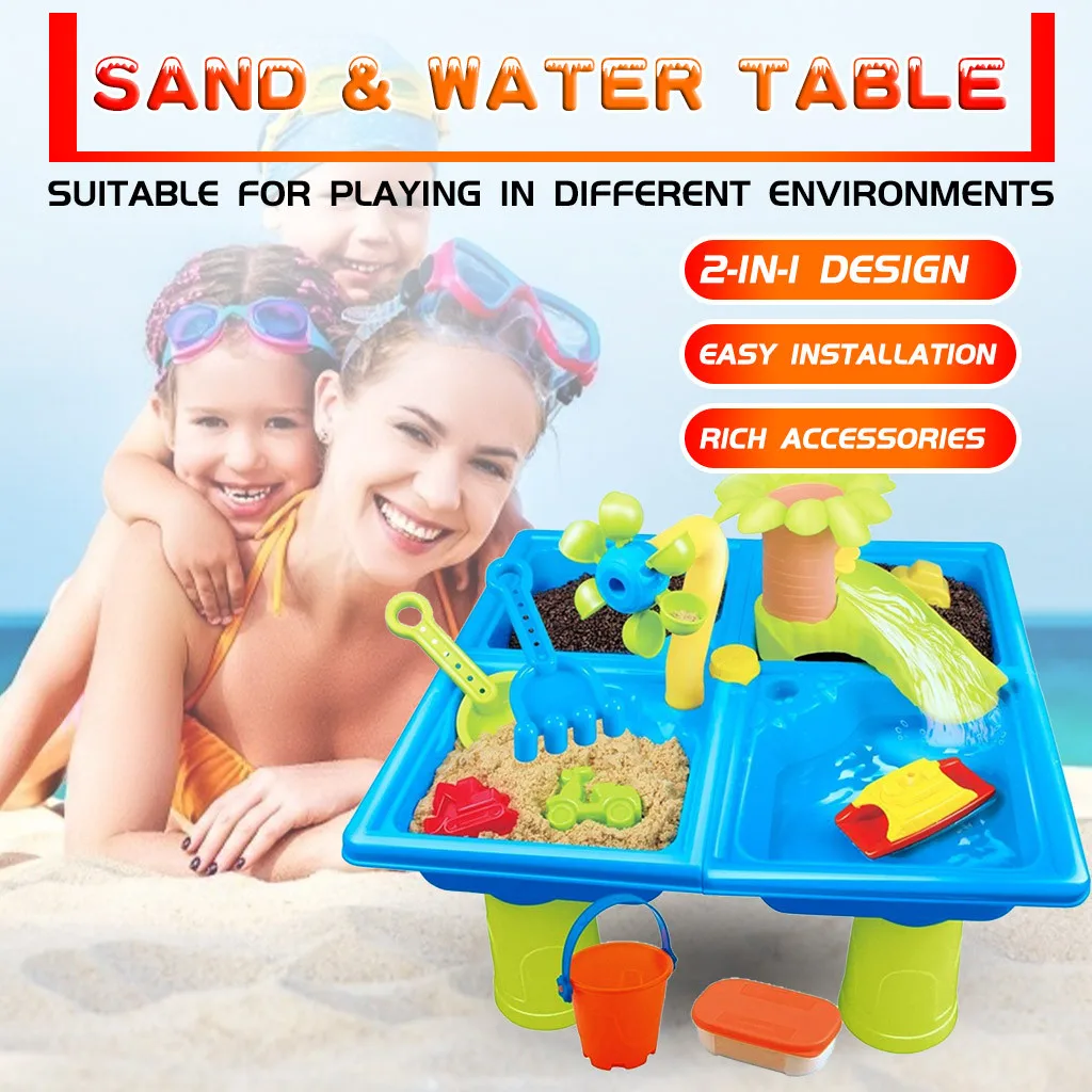 Mesa de Água Brinquedo ao ar Brinquedos para Crianças Plástico Areia Pit Conjunto Praia Jogar Livre Lixa Verão Atacado 25 Pçs