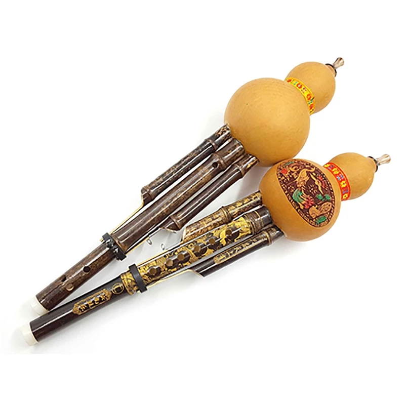 

Chinese Traditional Hulusi Flutes Handmade Black Bamboo Gourd Cucurbit Flute People Musical Instrument Key C for Beginners Music