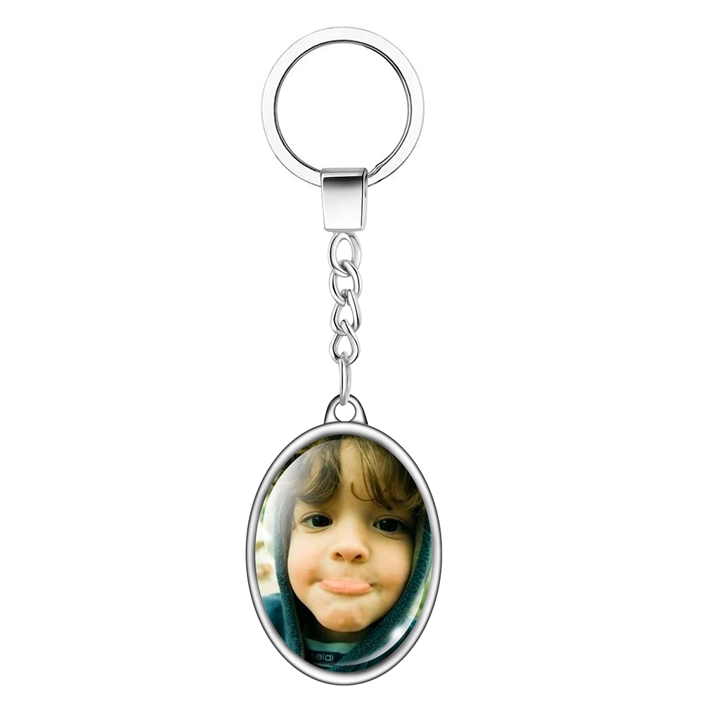 keychain Двухсторонний индивидуальный брелок ручной работы, Детский семейный фото, брелок-талисман Овальные Кабошоны, брелки, подарки для клиентов - Цвет: keychain