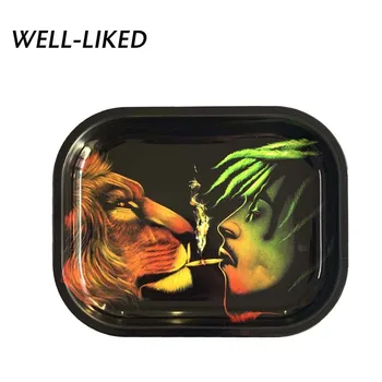 

Hot Selling Lion Bob Rolling Tray Bob Marley Rolling Paper Tray Tool Tobacco Storage Plate for Herb Grinder Smoke Accessories