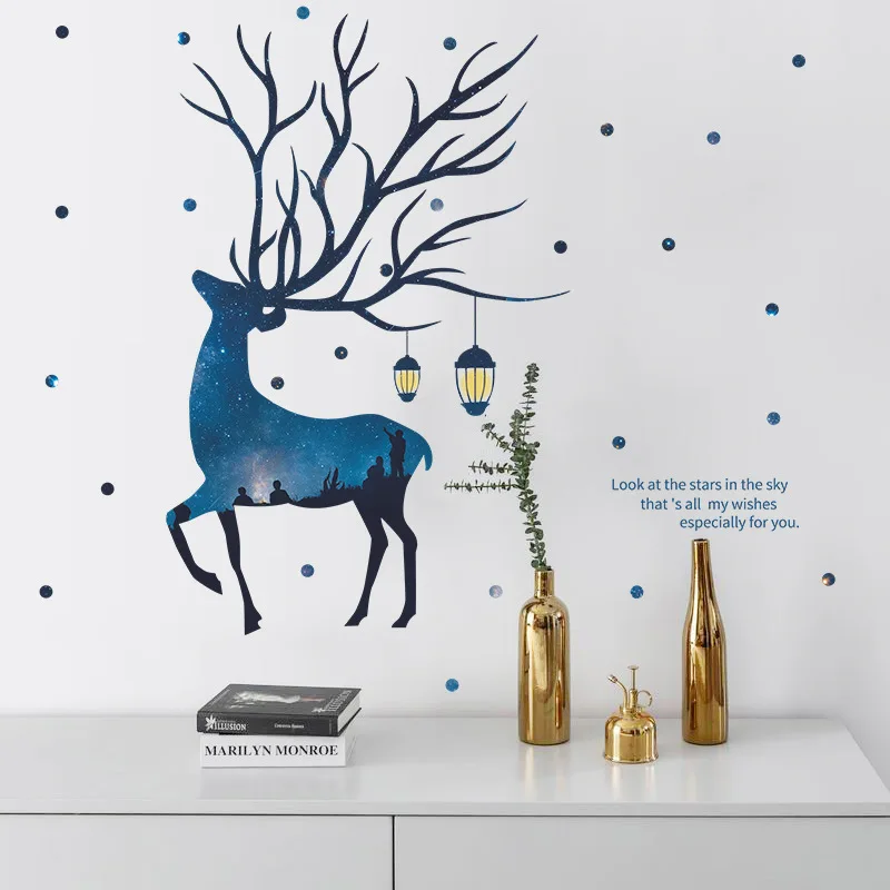 

Скандинавский лось, настенные наклейки, домашний декор, украшение для гостиной, художественная роспись, диван, фоновая наклейка, теплые обои для спальни