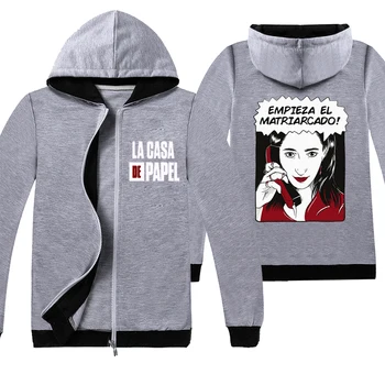

gray New hoodies la casa de papel Autumn Harajuku Hip Hop joker Money Heist TV Printed sweatshirt Fashion sudadera hombre coat