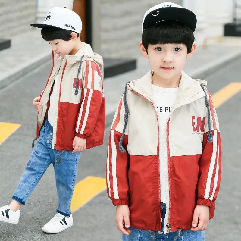 Teenager Boys Autumn Fur Patchwork Windbreaker Jacket Fashion Children Parkas Fleece Hooded Outfits Teen Winter Warm Tracksuit