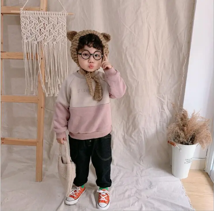 Г., футболка в Корейском стиле для девочек и мальчиков в стиле пэчворк хлопковый Модный осенне-зимний детский свитер от 2 до 7 лет, HH79 - Цвет: Хаки