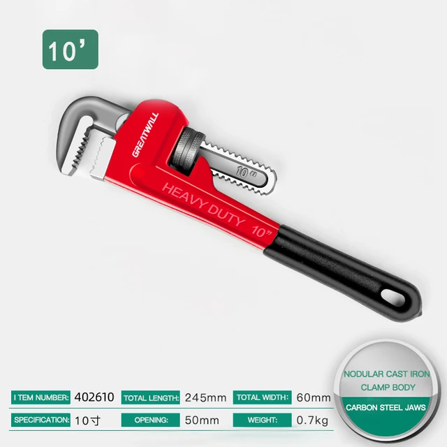 AIRAJ 8/10/12 Inch Pipe Wrench Industrial Heavy Duty Pipe Pliers Adjustable Anti-Corrosion Rust and Plumbing Wrench Repair Tools Red 10 inch