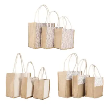 

Women Handbag Lace Linen Tote Casual Reusable Shoulder Shopping Bag Satchel