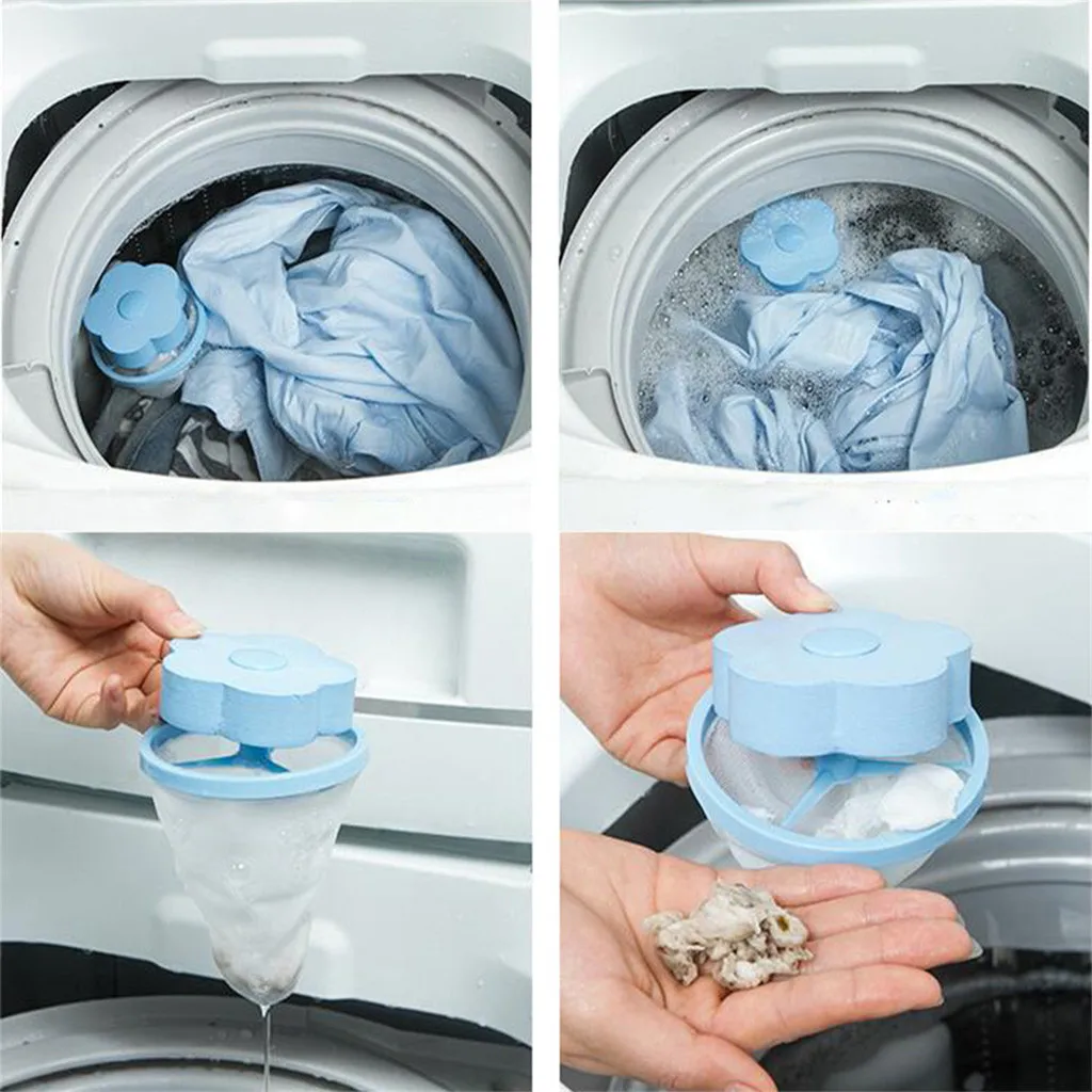 2pc Filter Bag Mesh Filtering Hair Removal Device Wool Floating Washer Filter Bag Washer Style Laundry Clean Needed 8x8 cm