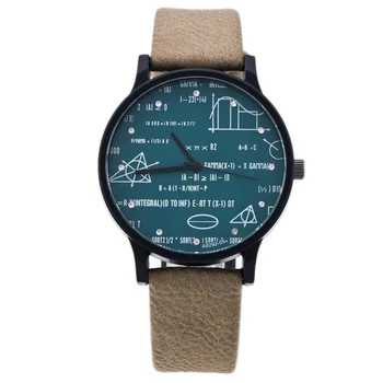 

Quartz Watch Men/Women Special Desgin Needle Prints Matical Formula Leather Unique Fabala