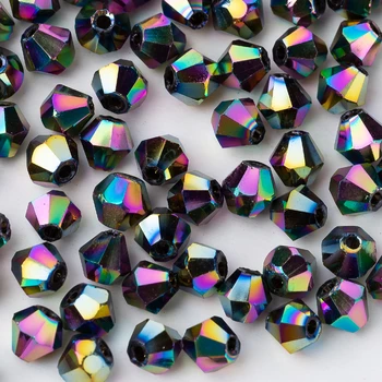 

Taidian 4mm Bicone Rondelle Crystal Glass Faceted Native Beadwork Metal Loose Spacer For Jewelry Making 10 Grams About100-150pcs