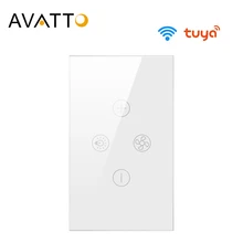 Interruptor de luz do ventilador de avatto tuya wifi, interruptor inteligente da lâmpada do ventilador do teto com a vária velocidade voz controlada por alexa, casa do google