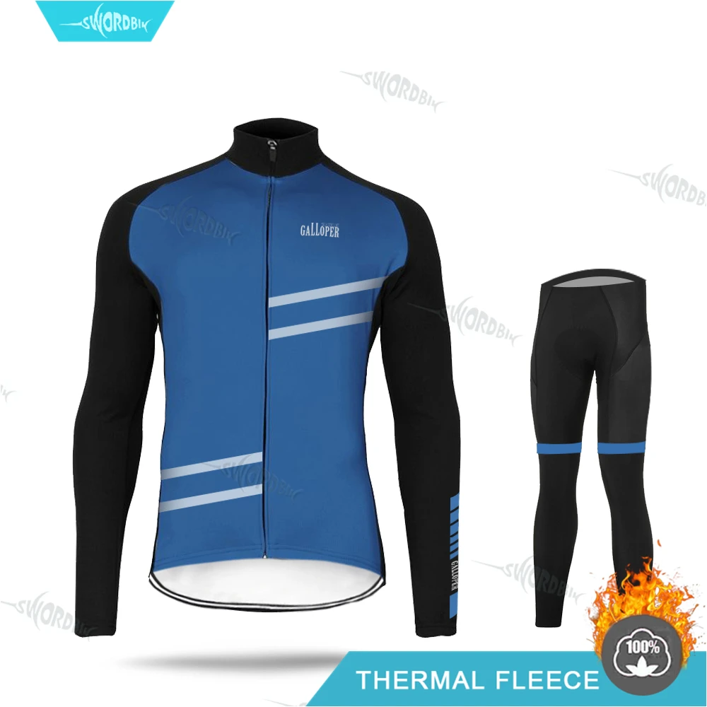 Normal Cycling Set Велоспорт Джерси с длинным рукавом набор Для мужчин зимние Велосипедная форма Термальность флис шоссейные велосипеды MTB одежда Ropa De Hombre - Цвет: Normal Cycling Set
