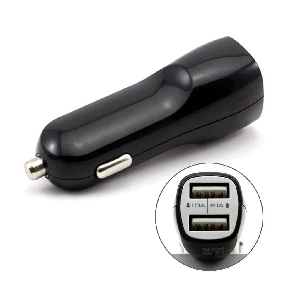 Черный, белый цвет стройные устройство для автомобиля с двумя портами USB подключение к автомобильному прикуривателю Зарядное устройство адаптер 2.1A 1A 5V Для Iphone 5S 4S для Galaxy S4 Note 3