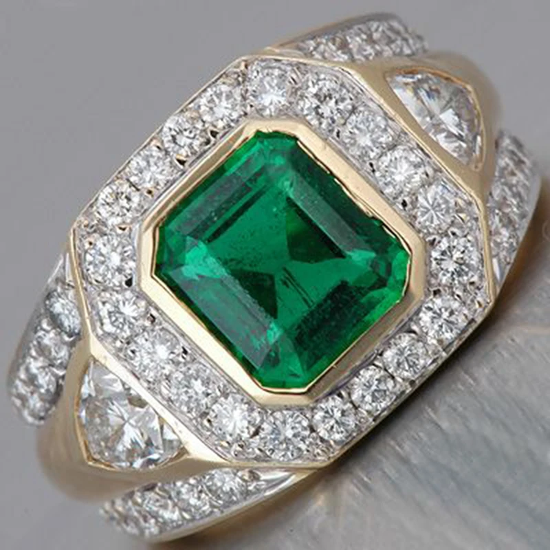 Ring M223 Модные большие обручальные кольца с зеленым кубическим цирконием для женщин, ювелирные изделия с кристаллами, CZ каменное кольцо, Anel Bague Femme, подарок для банкета Z4X873 - Цвет основного камня: Ring M223