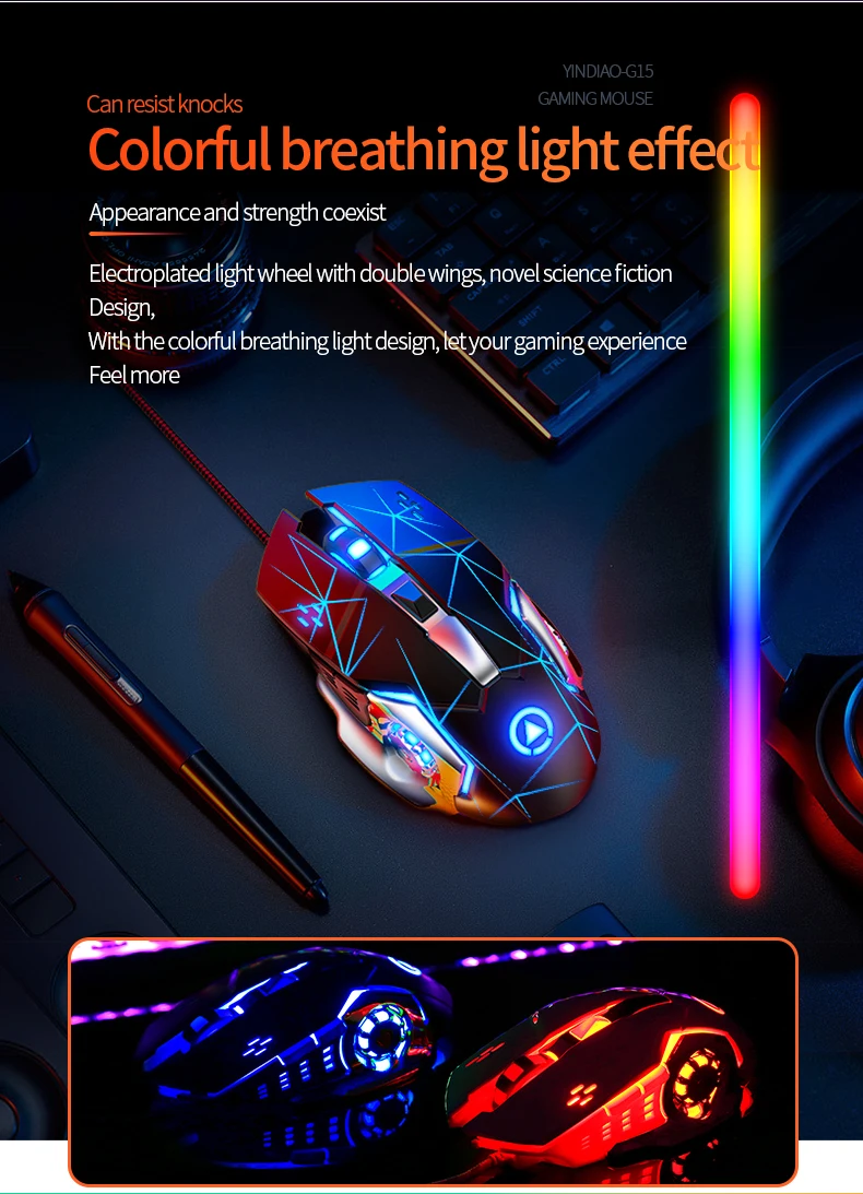 Silent Mouse RGB Color Breathing Gaming Mouse 3200DPI 6 Buttons Ergonomics Mouse USB Wired Mouse For PC Laptops Computer Mice microsoft wireless mouse 1000