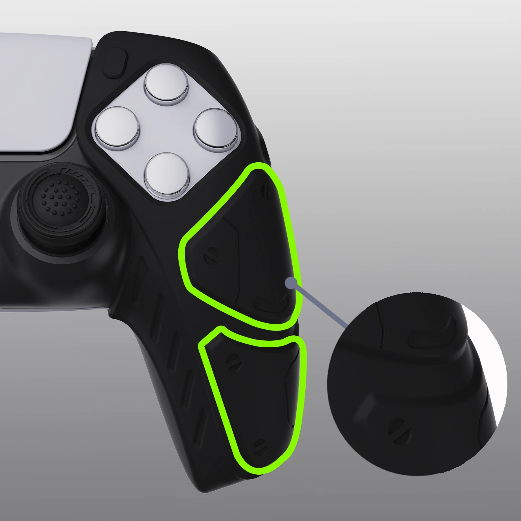 PlayVital Edition Soft Silicone Case Grips Rubber Skins with Thumbstick Caps for PS5 Controller