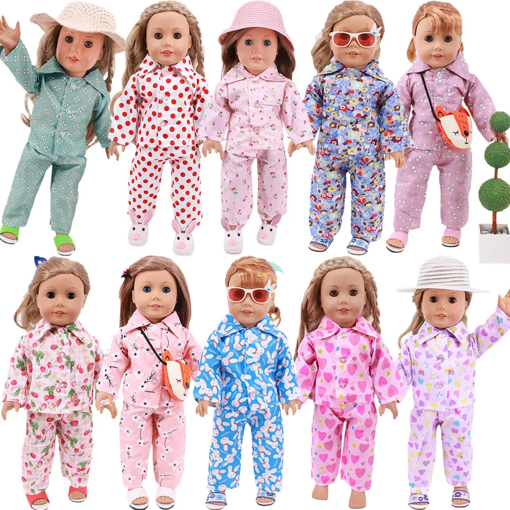 Doll Clothes Cute Floral Print Shirt Pajamas For 18 Inch American Girl's 43 Cm New Born Baby Holiday Gifts Children | Игрушки и