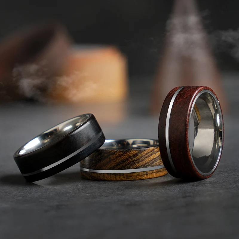 

Red sandalwood ring fashion ins handmade custom engraved ring
