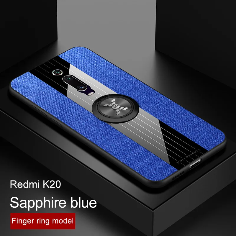Для Xiaomi mi 9 T/mi 9T Pro Чехол магнитный держатель-кольцо для пальца мягкий кожаный из ТПУ чехол для красного mi K20 Pro Матовая силиконовая задняя крышка - Цвет: Blue with ring