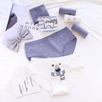 

New ladies underwear cartoon polar bear underwear ladies cotton middle waist ladies cotton briefs cotton underwear