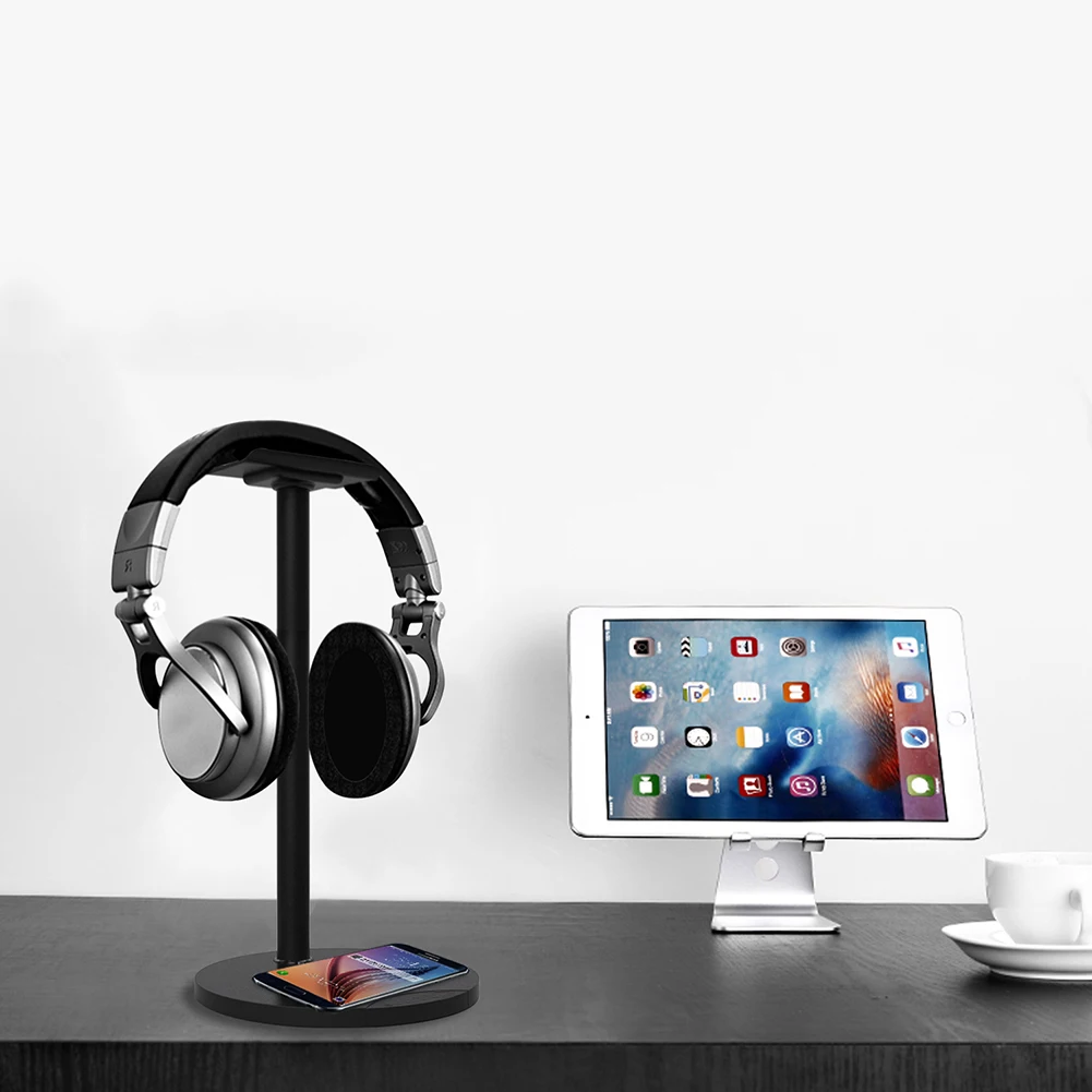 Wireless Charging Headset Stand Headphone Holder Aluminum Stand Wireless Charger for Samsung Galaxy
