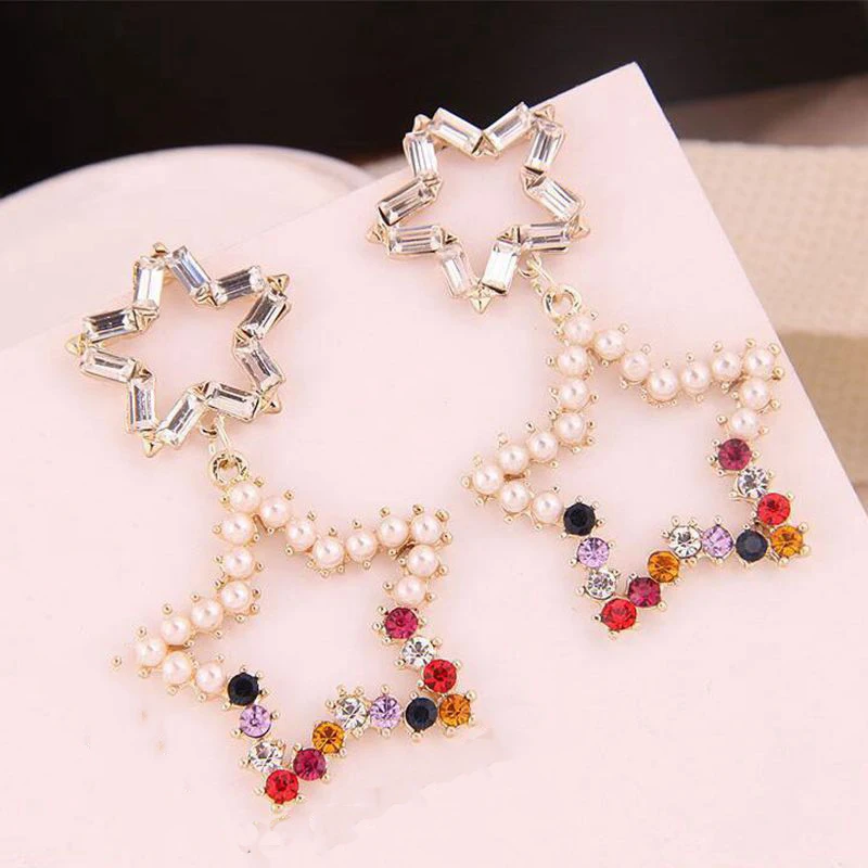 

Geometry Star Beads Drop Earrings Gold Color Big Layer Earring Fashion Jewelry Brinco Gift for Women Girls Best Brincos