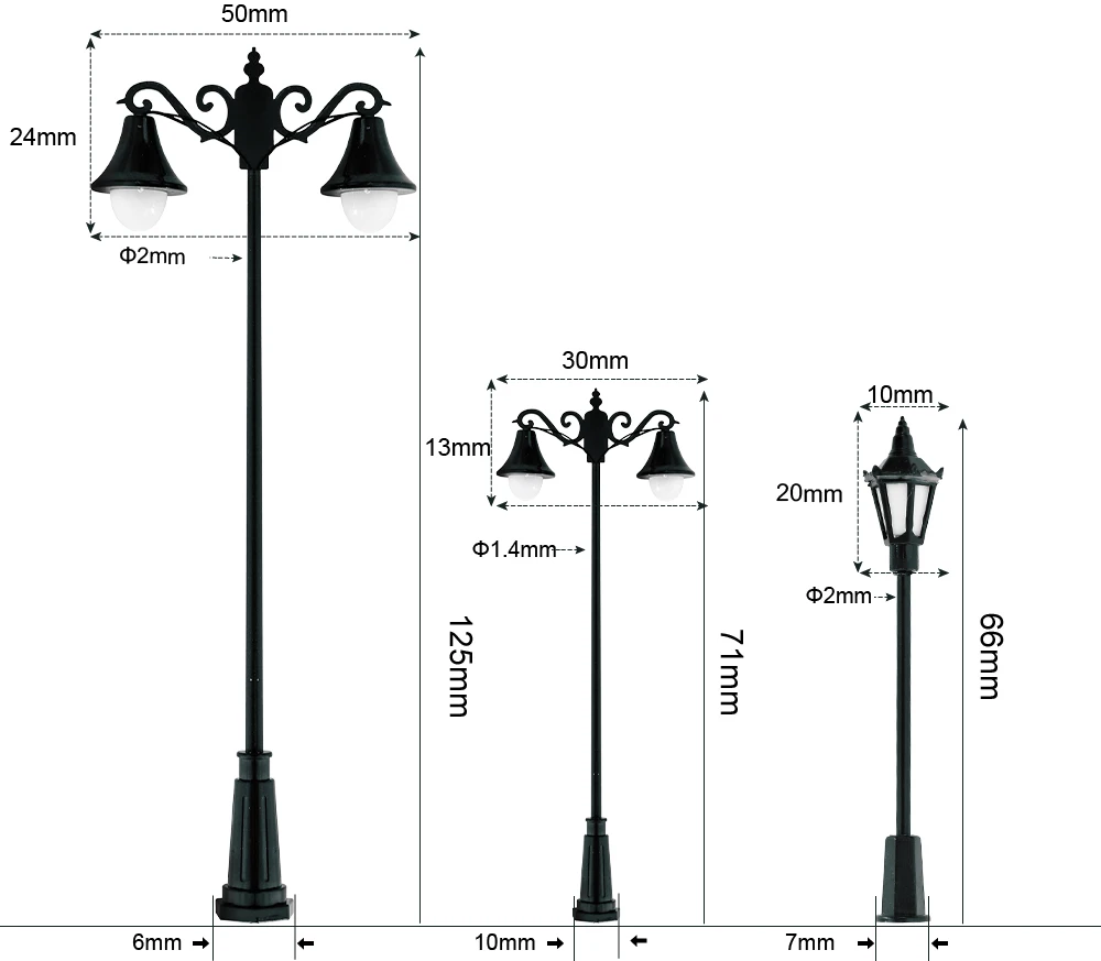 HO N Scale Model Railway Train Lamp Street 12V Led Lights Miniature For Garden Scenery Lanterns Retro landscape 3